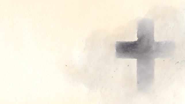 Serene Ash Wednesday watercolor cross illustration spiritual artwork peaceful reflection design