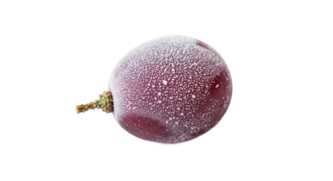Close-up of frozen red grape with frosted surface
