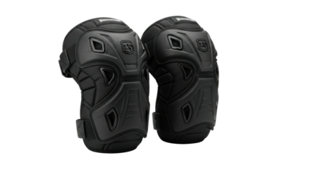 Durable black protective knee pads for extreme sports safety