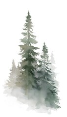 Fototapeta premium Elegant watercolor pine tree artwork serene nature design for posters RSVP stationery invitations