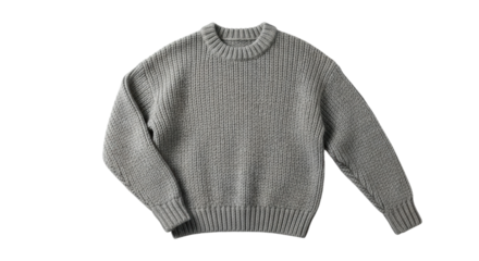 Cozy gray knitted sweater on black background