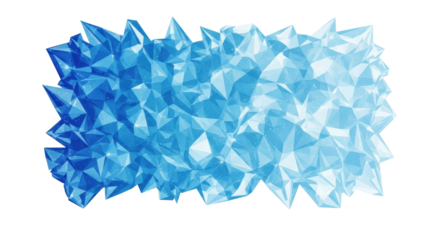 Abstract blue geometric ice pattern with faceted crystal texture