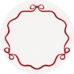 red frame with ribbon for text ribbon red bows paper watercolor Xmas hand drawn on transparent background