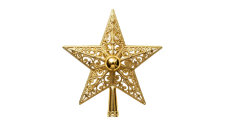 Ornate gold star tree topper with intricate filigree design