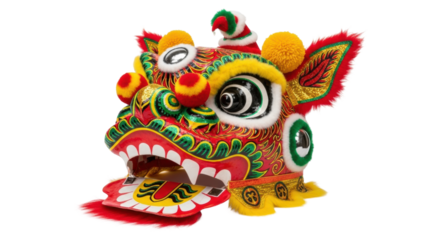 Colorful traditional chinese dragon dance mask isolated on white background