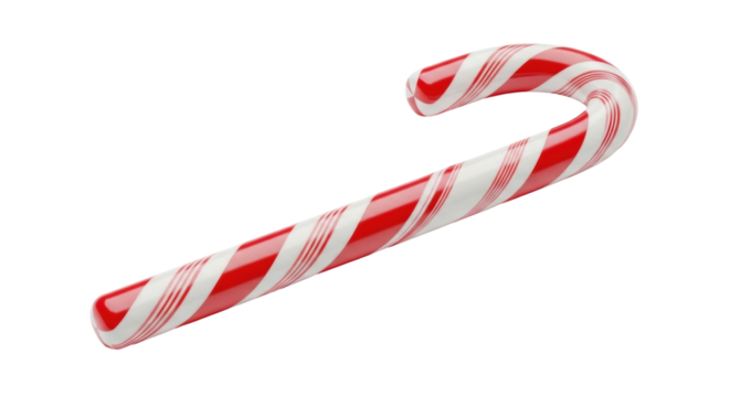 Classic red and white candy cane with spiral stripes