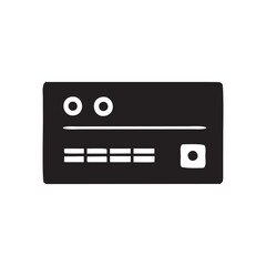 Simple dark gray icon representing a credit card with chip and magnetic stripe