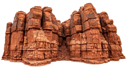 Majestic red rock formation with layered sandstone texture and erosion patterns