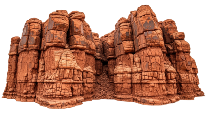 Majestic red rock formation with layered sandstone texture and erosion patterns