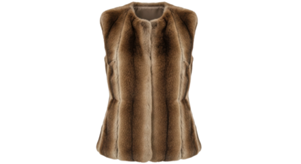 Luxurious brown fur vest with plush texture and elegant design