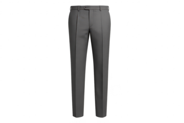 Elegant grey men's formal trousers with pleats, isolated on transparent background