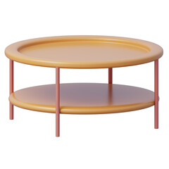 3d round table with two tiers with the same colored rods for the legs
