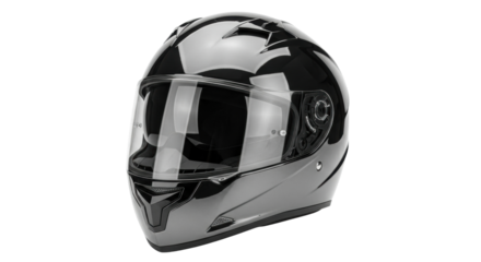 Sleek modern motorcycle helmet with glossy black and silver design
