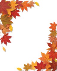Autumn leaf border frame with colorful fall foliage, seasonal design background for invitations, posters, greeting cards, decorative nature-themed layouts