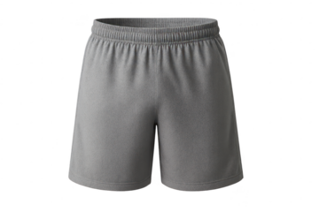 Gray athletic shorts isolated on transparent background, sportswear apparel