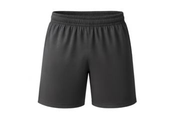 Gray athletic shorts isolated on transparent background, sportswear apparel