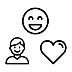 Customer Satisfaction Icon Set Happy Face Avatar Heart Outline