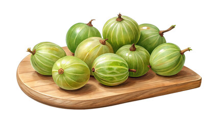 Ripe and Fresh Gooseberries Piled High on a Wooden Cutting Board
