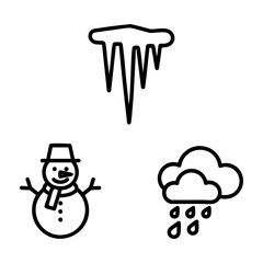 Winter Weather Icon Set Icicle Snowman Hail Cloud Outline