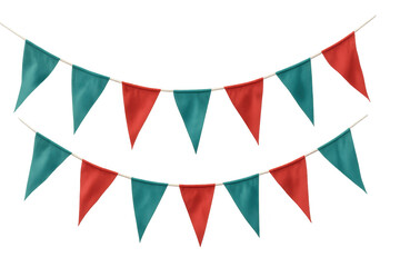 Colorful party bunting creating festive atmosphere for celebration and event decoration against transparent background