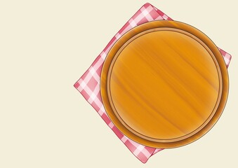 Background of a round plate placed on a table.