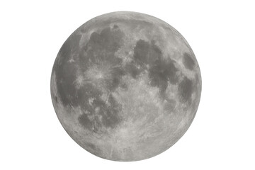 Obraz premium Full moon against a transparent background showing lunar surface craters and orbital celestial body details