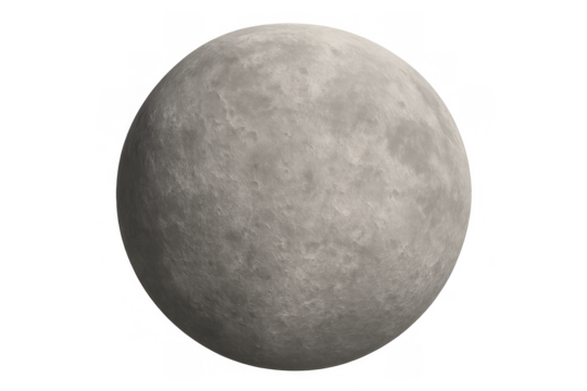 Moon planet traveling in space, global astronomy research exploration and scientific discovery on transparent background