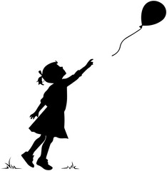 Child and Balloon Silhouette &ndash; Fleeting Moment Scene