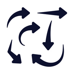 Minimalist Navy Curved Arrow Icon (Flat)