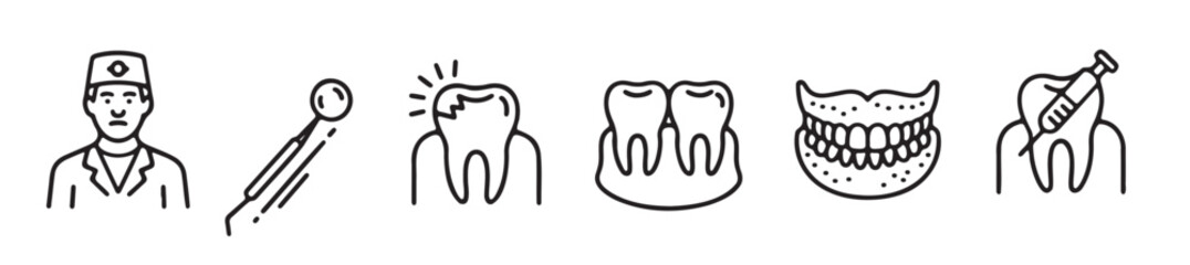 Dental Procedures and Equipment Line Icons