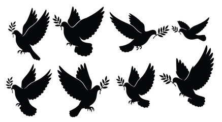 doves with olive branch silhouettes 
