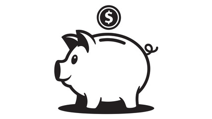 Obraz premium Piggy bank with dollar coin simple vector illustration for finance and savings concepts isolated on white background