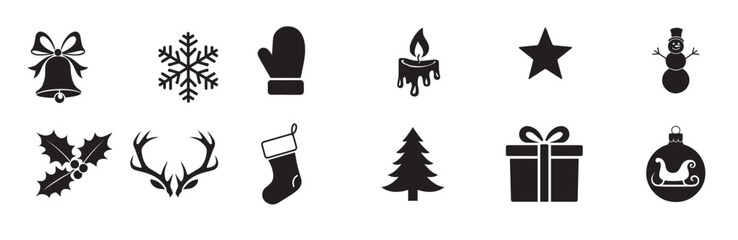 christmas icons with snowman gifts holly stars and more .