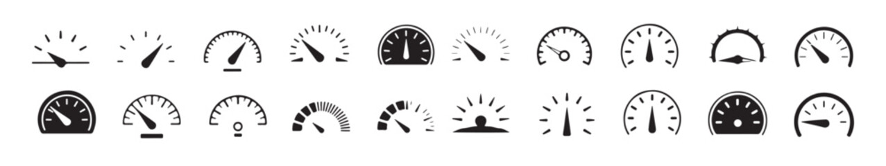 Collection of Black and White Automotive Gauge Icons vector