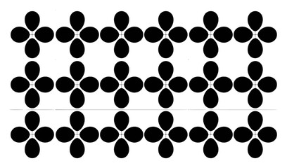 Black Four-Petal Flower Pattern on White Background