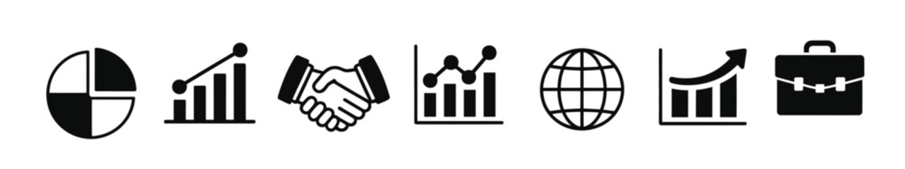 collection of business icons representing success and growth