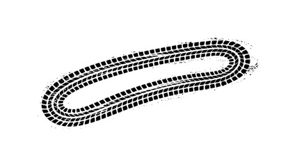 Black Tire Tracks Imprint on White Background, Abstract Grunge Design
