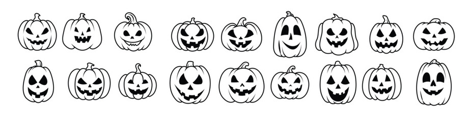 collection of halloween pumpkins silhouette