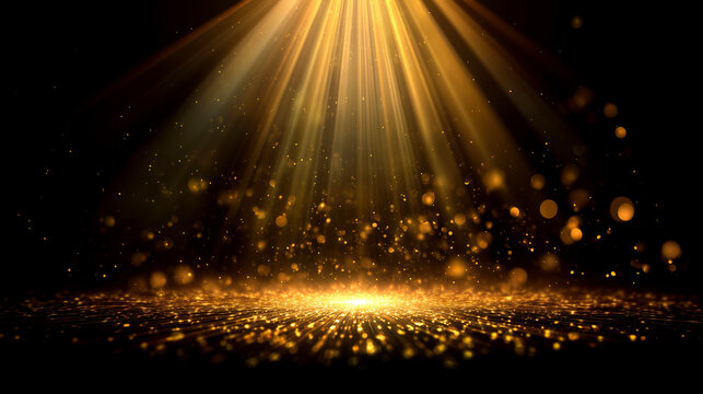 金色のスポットライトが降り注ぐキラキラ背景