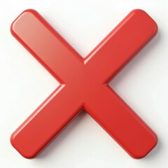 Obraz premium Red cross symbol, isolated on white background. Represents cancellation, error, or negation. Simple graphic for rejection or wrong answers. Aids in decision making processes.