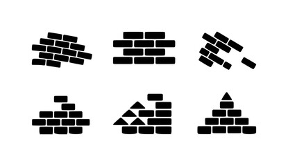 Collection of Black and White Brick Wall Icons and Illustrations