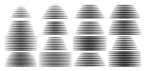 Abstract geometric pattern of black horizontal lines forming trapezoids on white background