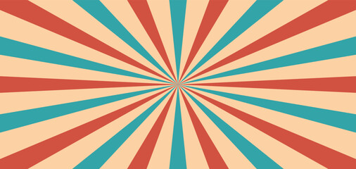 Colorful vintage wallpaper with sunbeams vintage retro background rays with grunge texture vector