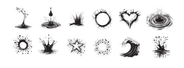 desk lliquid splash designs with waves hearts and water