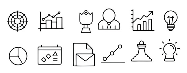 diverse business icons and symbols silhouette isolated on