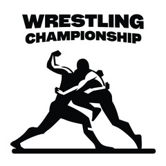 wrestling illustration, wrestling logo, two men fighting, wrestling silhouette logo, fighting community, wrestling championship