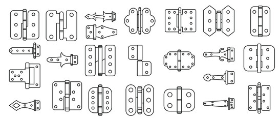 door hinges icons set door hinges connecting metal plates