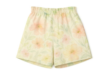 Floral print women's shorts, isolated with transparent background for easy use