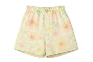 Floral print women's shorts, isolated with transparent background for easy use