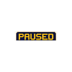 Retro pixel art PAUSED button for games